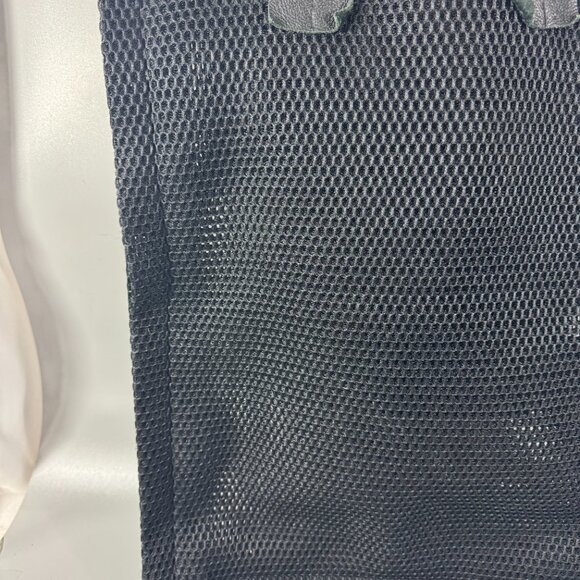 David Galan Black Mesh Material with Black Leather Straps Large Tote Bag - Picture 2 of 10